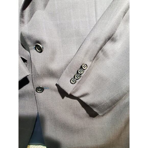 Hickey Freeman Barneys New York Blazer Jacket‎ Mens 48 Blue Check Wool Formal - Picture 2 of 10